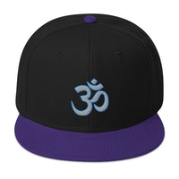 Grey OM Sacred Spiritual Symbol Embroidered Flat Bill Cap embroidered snapback hat, product image 6