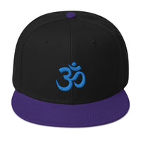 Blue OM Sacred Spiritual Symbol Embroidered Flat Bill Cap embroidered snapback hat, product image 5