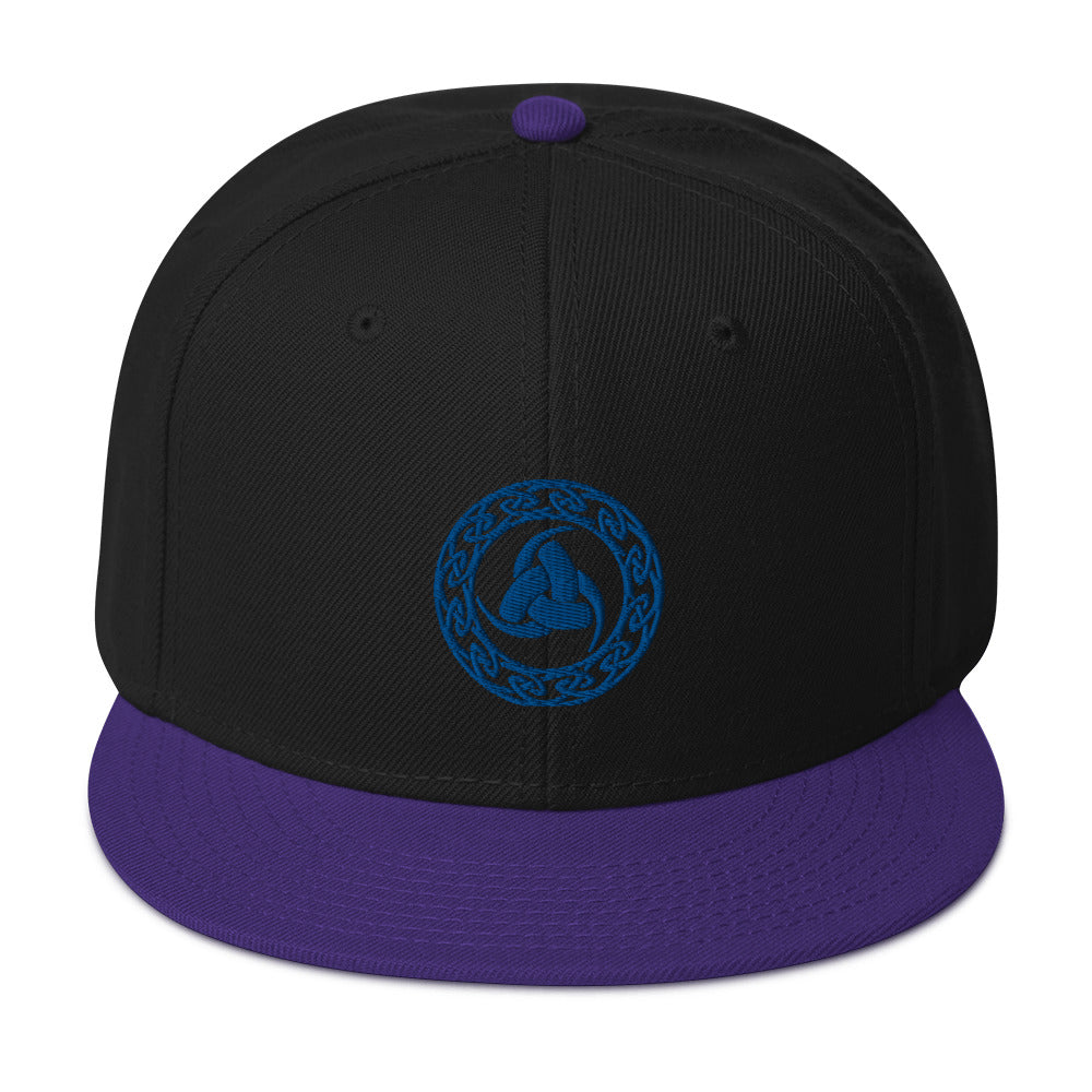 Blue Odin's Knot - The Valknut Embroidered Celtic Flat Bill Hat Snapback Hat