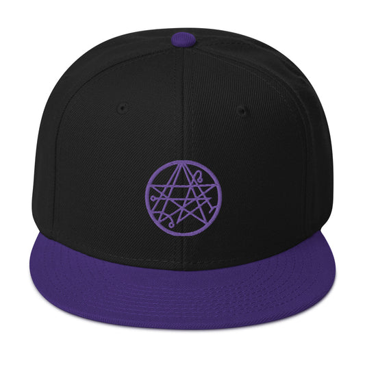 Purple Necronomicon Symbol Book of Dead Embroidered Flat Bill Cap embroidered snapback hat, product image 1