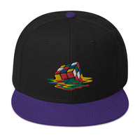 Melting Speed Cube Gaming Puzzle Box Embroidered Flat Bill Cap embroidered snapback hat, product image 6