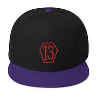 Red Coffin Number 13 Goth # Thirteen Embroidered Flat Bill Cap embroidered snapback hat, product image 6