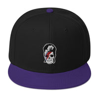 Lightning Bolt Skull David Bowie Embroidered Flat Bill Cap embroidered snapback hat, product image 6
