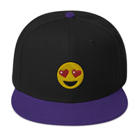 Heart – Eyes Emoji Embroidered Emoticon Flat Bill Cap embroidered snapback hat, product image 6