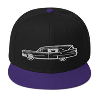 Hearse Funeral Car Embroidered Casket Coat Flat Bill Cap embroidered snapback hat, product image 5