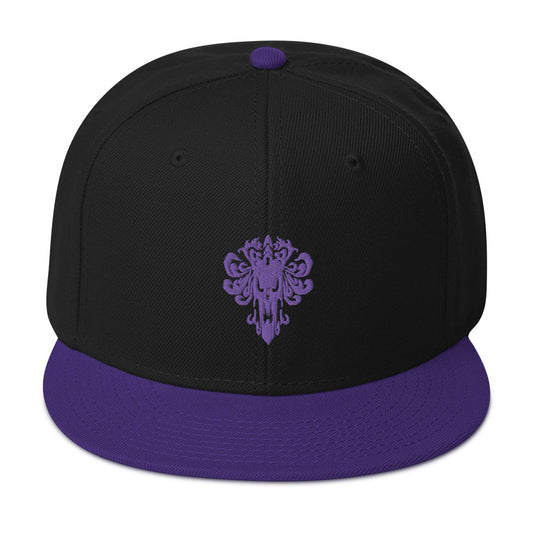 Purple Haunted Mansion Demon Wallpaper Embroidered Flat Bill Cap embroidered snapback hat, product image 1