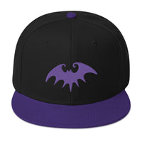 Purple Halloween Gothic Vampire Bat Embroidered Flat Bill Cap embroidered snapback hat, product image 1