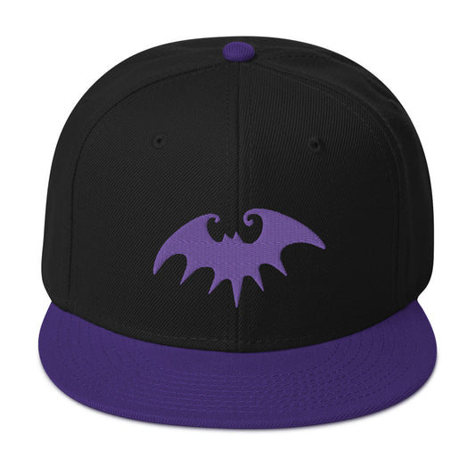 Purple Halloween Gothic Vampire Bat Embroidered Flat Bill Cap embroidered snapback hat, product image 1
