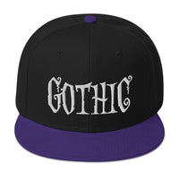 White Gothic Dramatic Style Embroidered Flat Bill Cap embroidered snapback hat, product image 6