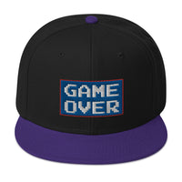 Game Over 8 Bit Embroidered 80's Retro Style Flat Bill Cap embroidered snapback hat, product image 6