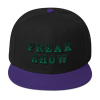 Green Circus Freak Show Embroidered Flat Bill Cap embroidered snapback hat, product image 6