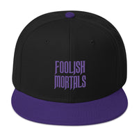 Purple Foolish Mortals Haunted Mansion Embroidered Flat Bill Cap embroidered snapback hat, product image 1
