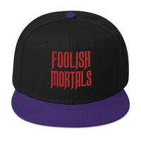 Red Foolish Mortals Haunted Mansion Embroidered Flat Bill Cap embroidered snapback hat, product image 6