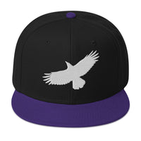 Flying Raven Black Bird Embroidered Flat Bill Cap embroidered snapback hat, product image 6