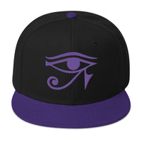 Purple Eye of Ra Egyptian Goddess Embroidered Flat Bill Cap embroidered snapback hat, product image 1