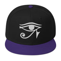 White Eye of Ra Egyptian Goddess Embroidered Flat Bill Cap embroidered snapback hat, product image 6
