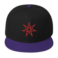 Red Elven Star Witchcraft Symbol Embroidered Flat Bill Cap embroidered snapback hat, product image 6