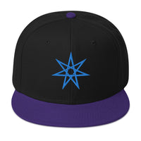 Blue Elven Star Witchcraft Symbol Embroidered Flat Bill Cap embroidered snapback hat, product image 6