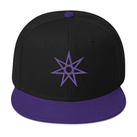 Purple Elven Star Witchcraft Symbol Embroidered Flat Bill Cap embroidered snapback hat, product image 1