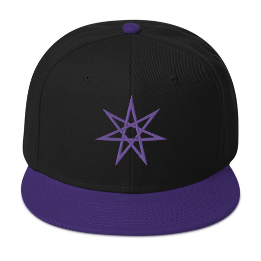 Purple Elven Star Witchcraft Symbol Embroidered Flat Bill Cap embroidered snapback hat, product image 1
