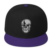 Death Skull Embroidered Horror Style Flat Bill Cap embroidered snapback hat, product image 6