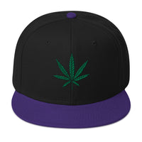 Cannabis Pot Leaf Marijuana Embroidered Flat Bill Cap embroidered snapback hat, product image 6