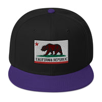 California U.S. State Flag Embroidered Flat Bill Cap embroidered snapback hat, product image 6