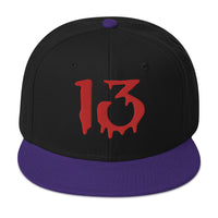 Bloody Number Thirteen 13 Lucky Halloween Embroidered Flat Bill Cap embroidered snapback hat, product image 6