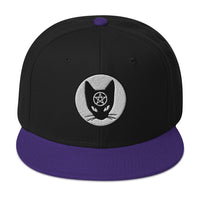 Black Cat Wiccan Pentagram Embroidered Flat Bill Cap embroidered snapback hat, product image 6