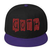 Black and Red Vertical Stripe Goth Embroidered Flat Bill Cap embroidered snapback hat, product image 6