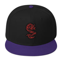 Red Ancient Chinese Dragon Embroidered Flat Bill Cap embroidered snapback hat, product image 6