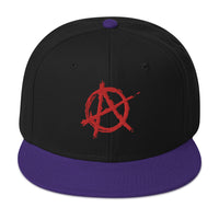 Red Anarchy Sign Punk Rock Chaos Embroidered Flat Bill Cap embroidered snapback hat, product image 6