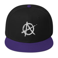 White Anarchy Sign Punk Rock Chaos Embroidered Flat Bill Cap embroidered snapback hat, product image 6