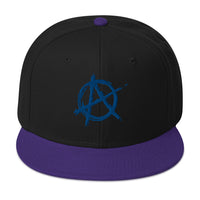 Blue Anarchy Sign Punk Rock Chaos Embroidered Flat Bill Cap embroidered snapback hat, product image 6