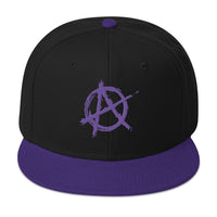 Purple Anarchy Sign Punk Rock Chaos Embroidered Flat Bill Cap embroidered snapback hat, product image 1