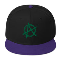 Green Anarchy Sign Punk Rock Chaos Embroidered Flat Bill Cap embroidered snapback hat, product image 6