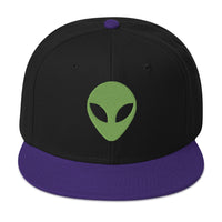 Alien Face Little Green Men Embroidered Flat Bill Cap embroidered snapback hat, product image 6