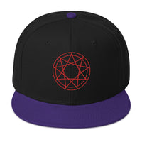Red 9 Point Star Pentagram Occult Symbol Embroidered Flat Bill Cap embroidered snapback hat, product image 6