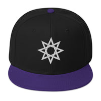 White 8 Point Star Octagram Anu God Embroidered Flat Bill Cap embroidered snapback hat, product image 6