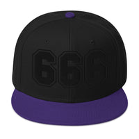 Black 666 The Number of the Beast Evil Embroidered Flat Bill Cap embroidered snapback hat, product image 5