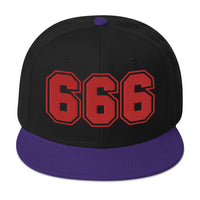 Red 666 The Number of the Beast Evil Embroidered Flat Bill Cap embroidered snapback hat, product image 6