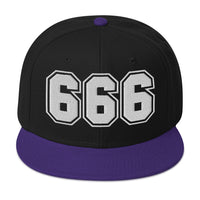 White 666 The Number of the Beast Evil Embroidered Flat Bill Cap embroidered snapback hat, product image 6