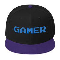 8 Bit Gamer Embroidered Flat Bill Cap embroidered snapback hat, product image 6