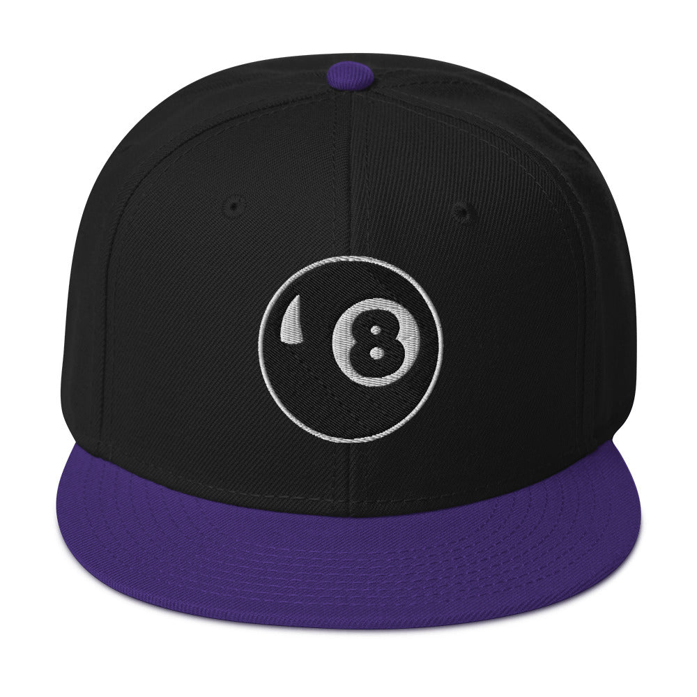 8 Ball Pool Billiards Embroidered Flat Bill Cap Snapback Hat