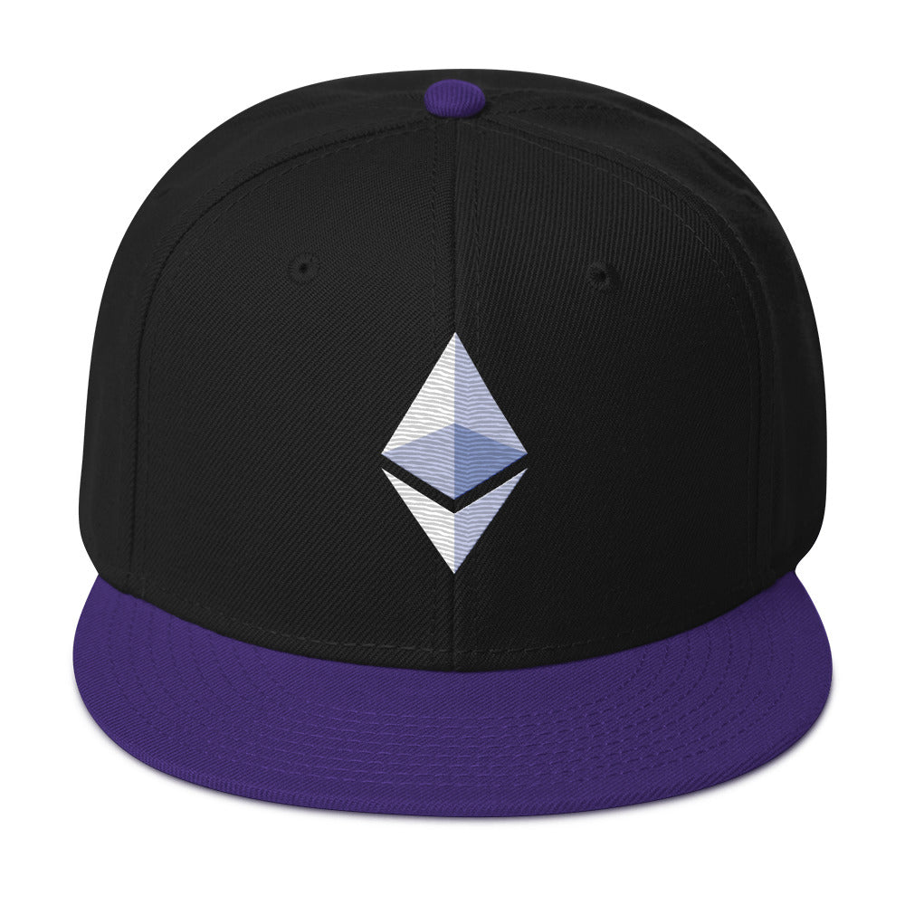 ETH Ethereum Cryptocurrency Symbol Flat Bill Cap Snapback Hat