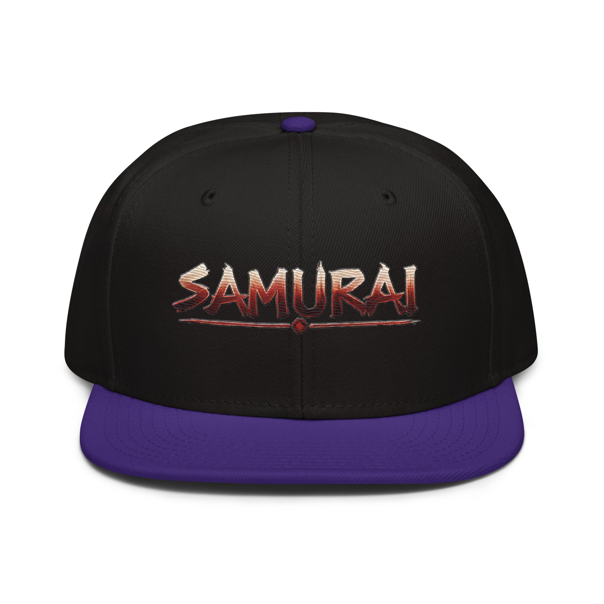 Anime Samurai Warrior Embroidered Flat Bill Snapback Hat