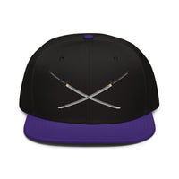 Dual Samurai Swords Anime Warrior Embroidered Flat Bill embroidered snapback hat, product image 4