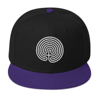 Ancient Labyrinth Maze Symbol Flat Bill Cap embroidered snapback hat, product image 4
