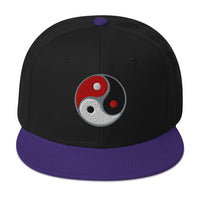Triple Yin Yang Concept Chinese Symbol Flat Bill Cap embroidered snapback hat, product image 5
