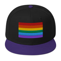 LGBTQ+ Rainbow Flag Gay Pride Flat Bill Cap embroidered snapback hat, product image 5